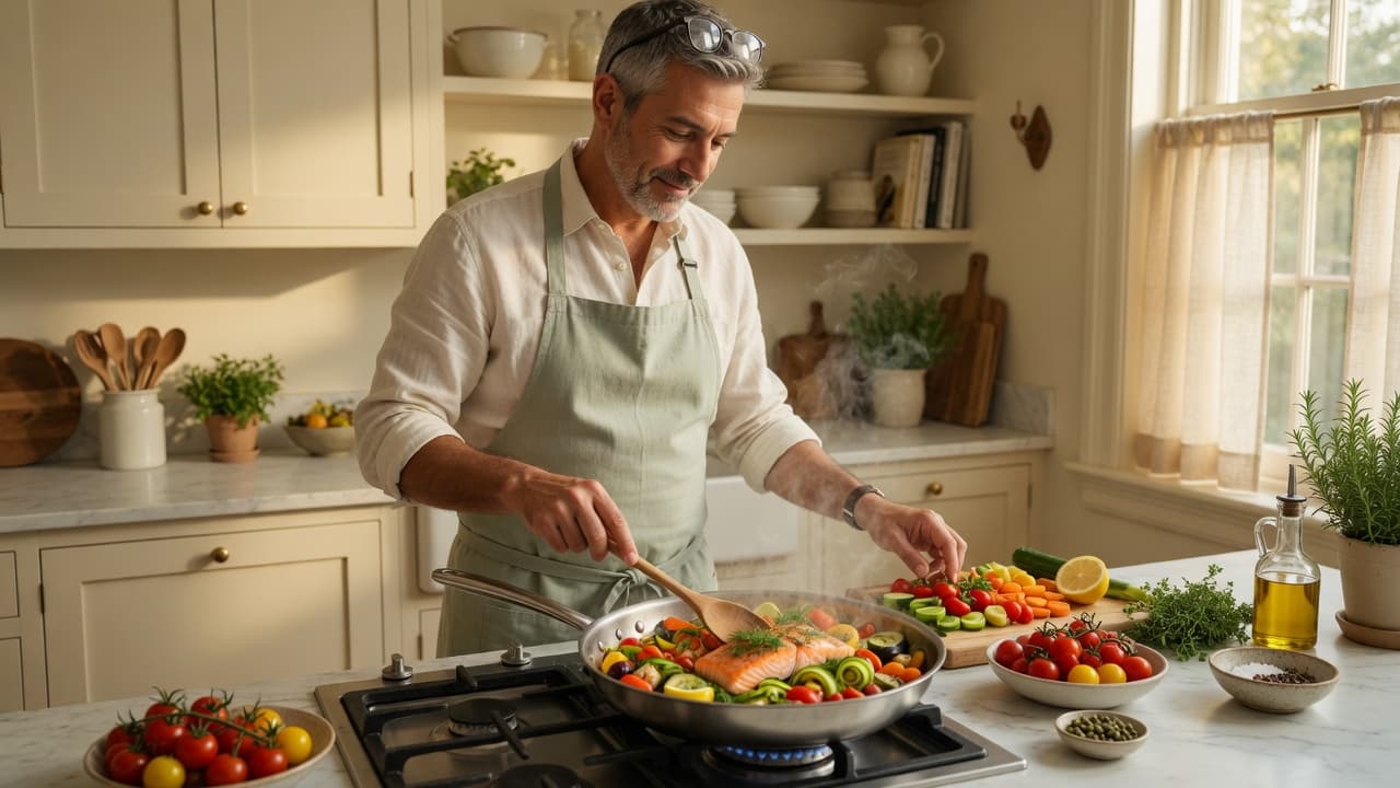 Cooking a colourful, healthy meal at home